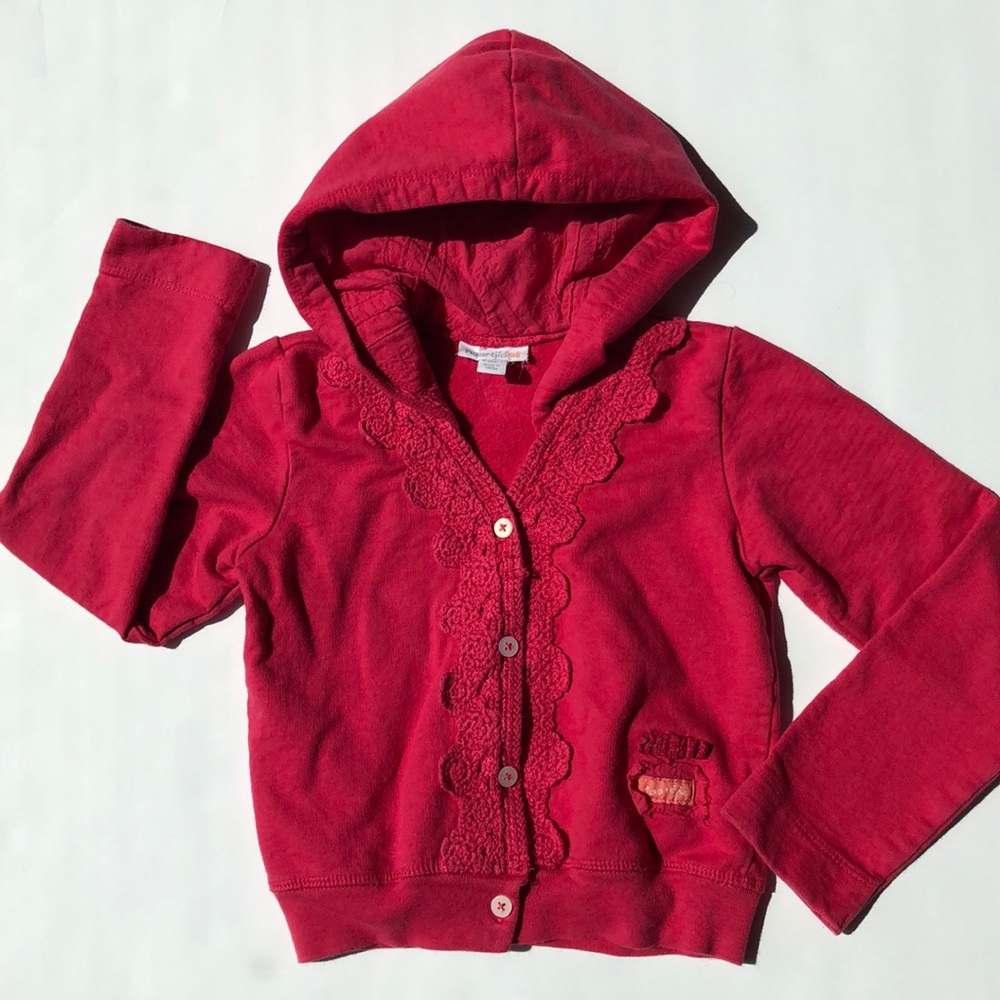 Naartjie Hooded Crochet Lace Button Jacket L(6)